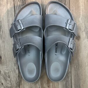 Birkenstock Arizona Essentials Silver Double-Strap Sandals 38